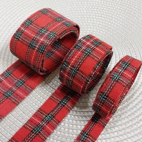 레드 윈터 홀리데이 타탄 체크 리본 시리즈 Tartan Plaid Fabric Ribbons