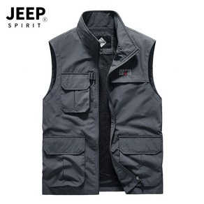 JEEP SPIRIT 지프 남성용 봄여름 아웃도어 낚시 촬영 멀티포켓 다용도 등산조끼 JPLJ-2262+사은품