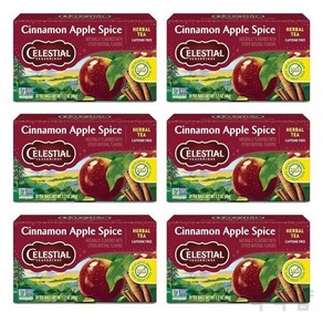 Celestial Seasonings 허브 티 시나몬 애플 스파이스 20티백 6팩, 48g, 20개입, 6개