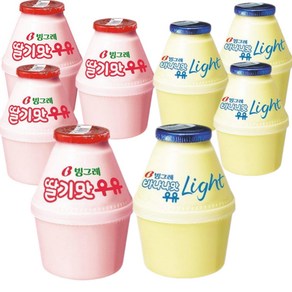 빙그레 바나나우유 240ml 8입 혼합 (바나나맛라이트4입+딸기맛4입)