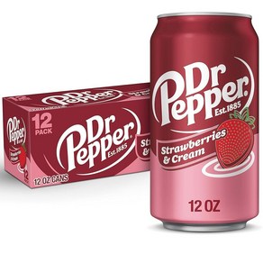 D Peppe 딸기 및 크림 소다 354.9ml (12온스) 캔 12팩, 없음, 355ml, 12개