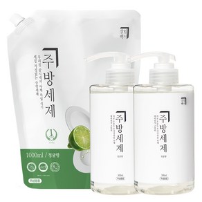 살림백서 천연유래98% 주방세제 청귤향 500ml 2개+ 리필 1000ml 설거지, 1개, 2L