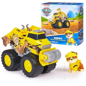 Paw Patol: Rescue Wheels Rubble's 불도저 차량 변신 및 수집용 액션 피규어가 있는 장난감 트럭 만 3세 이상 남아 여아용 아동용, Rubble's Bulldoze