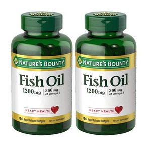 네이처스 바운티 오메가3 피쉬 오일 1200mg 120캡슐 x 2통 Fish Oil Omega 3, 120정, 2개