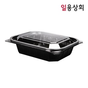 [ILYONG] 일회용 반찬 샐러드 용기 JH 204 대 590ml 300세트 검정