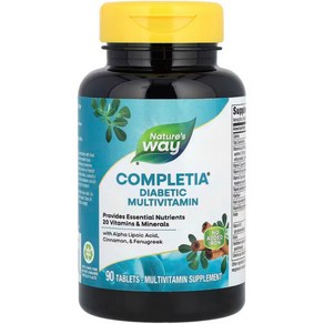 Natue's Way 컴플리티아 다이아베틱 멀티비타민 Completia® Diabetic Multivitamin, 1개, 90정