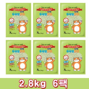 두부랑캣츠 녹차 플러스 2.8kgx6개 고밀도/고강도 3mm입자 고양이모래, 2.8kg, 6개, 녹차향