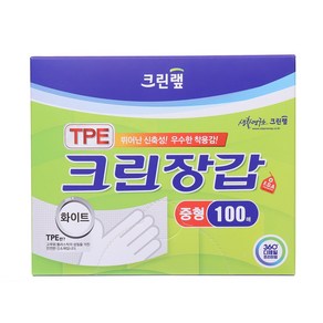 크린랩 TPE 크린장갑 화이트 중형 100매