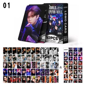 92Pcs 에이티즈 ATEEZ 더 월드 에피소드 파이널 윌 양면 포토카드 포카 로모카드 60장+스티커 32매 세트 2종, 01