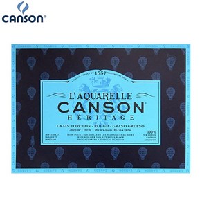 CANSON 캔손 헤리티지 4면제본 수채화전용 스케치북/수채패드 300g 20매 황목, 18x26cm