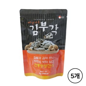 국내산 버섯가루 찹쌀 김부각 즐겨찾김 기본맛, 5개, 50g