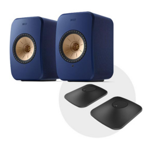 KEF 케프 LSX II 스피커 + P1 Desk Pad 스탠드 패키지, Blue, 블랙