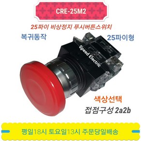 방수캡 25파이 제어 스위치 CR-251 ON OFF 푸시 누름 버튼 CRF-F25 한영넉스, 녹색, 1개