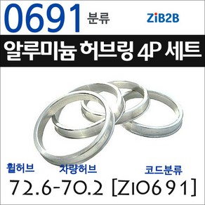 ZiB2B 단조 알루미늄 허브링 세트(4P) (휠허브 70.2~72.6mm 규격에서 차량허브 사이즈별 선택), 691분류