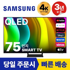 삼성 75인치(190CM) QLED UHD 4K 스마트 TV 75Q80, 방문설치, 벽걸이형, 75인치