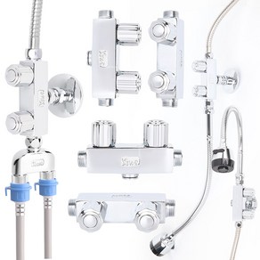 와이넷 두갈래밸브 베란다 두갈래수도꼭지 세탁기2대연결 수도분배기, 01.와이넷두갈래세로밸브, 1개