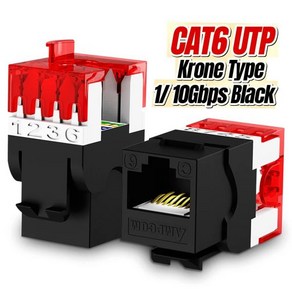 AMPCOM CAT6 키스톤 잭 슬림형 1/ 10Gbps 크로네 타입 Snageless RJ45 모듈 커넥터 50U 금도금 UTP 180 플