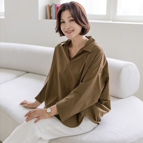 (~88size)반오프 카라 스판 블라우스 4col