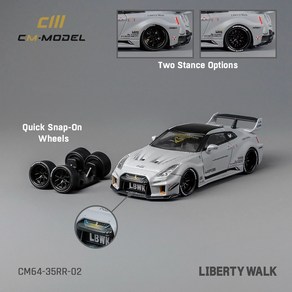 1:64 닛산 GTR R35 스포츠 자동차 미니어처 모델 피규어 모형, 그레이, 1개