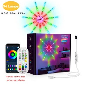 원격 앱 제어 RGB LED 불꽃 놀이 조명 스트립 파티 새해 크리스마스 방 장식, 1개