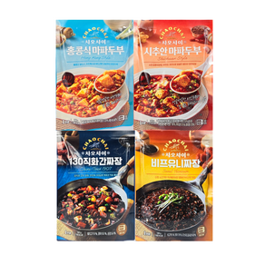 차오차이 즉석 4종 짜장 + 마파두부 세트구성 ( 130직화간짜장+비프유니짜장+홍콩식마파두부+시추안마파두부) 각 1개입, 1세트, 720g