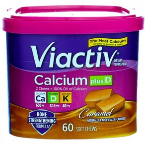 Viactiv 칼슘 플러스 D 소프트 츄 카라멜 60정 3팩, 1개