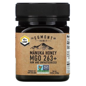 Egmont Honey 마누카 꿀 로우 언패스쳐라이즈 MGO 263+ 250g(8.82oz), 1PACKAGE, 상세참조, 250g, 1개