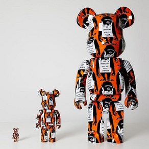 킨키로봇 정품 베어브릭 400%+100% 몽키사인 피규어 BEARBRICK MONKEY SIGN, 1개