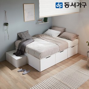 동서가구 아망 퀸 멀티 활용 수납 벙커침대+수납계단 (매트제외) DF642318, 화이트