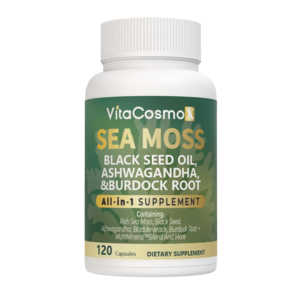 [미국빠른직구] VitaCosmoX 아일랜드 바다이끼 씨모스 아슈아간다 120캡슐 Sea Moss Bladdewack Budock Root, 1개, 120정