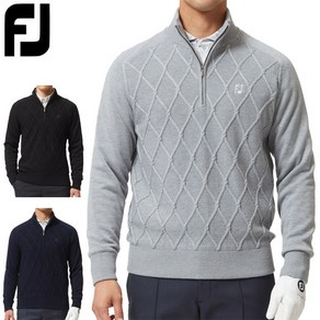 풋조이 FOOTJOY 골프 아가일 방풍 하프 집업 스웨터 FJ-F22-M05, 블랙, 1개