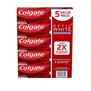 Colgate 콜게이트 옵틱 화이트 어드벤스드 화이트닝 치약 스파클링 화이트향 119g 5팩, 5개