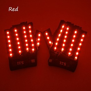 LED 빛나는 장갑 DJ 파티 무대 공연 글로우 댄스 의상 조명 소품 바 KTV 클럽 손가락 장식, 04 Red