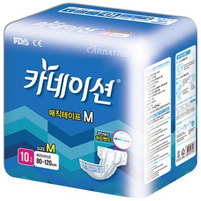 카네이션 성인용기저귀/겉기저귀/매직테이프M(대형) 10매*4팩(40매)(고급제품인 프리미엄 와이드매직테이프W 병행출고)