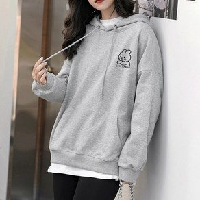 스타일아유 자체제작 여성 토끼 프린트 데일리 후드티 310g면혼방 맨투맨 TS2159