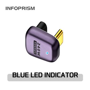 INFOPRISM / LED 점등 USB 4.0 C타입 PD 240W 40Gbps 썬더볼트 각도 변환 꺾임 젠더 90도 180도 L형 U형 ㄱ형 IA-929, 모델 E / C타입 암-수 U형, 1개