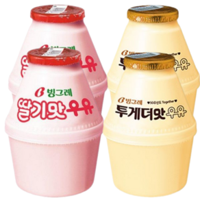 (냉장)빙그레 딸기우유 2종 혼합세트 (딸기맛우유 and 투게더맛우유), 2세트, 480ml