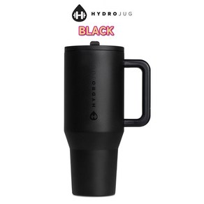 HydoJug 32oz 텀블러 핸들 플립 빨대 BPA 프리 여행 누출 방지 자동차 컵 스테인리스 스틸 물병, 32oz 960ml, Black, 1개