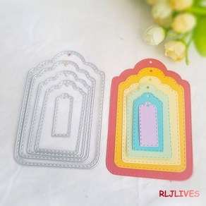 RLJLIVES 프레임 태그 금속 절단 다이 스텐실 DIY 스크랩북 앨범 장식 종이 카드 8.1x12.1cm