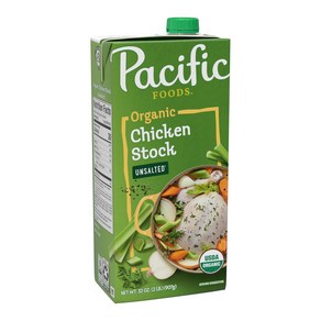 Pacific Foods Oganic Unsalted Chicken Stock 32 oz Caton Pacific Foods 유기농 무염 닭고기 육수 32온스 카톤, 1개