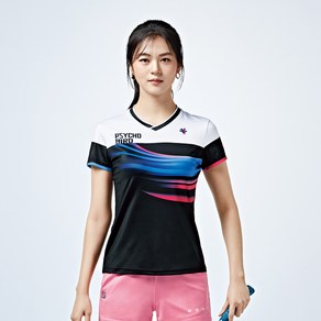 여성 스포츠 기능성 반팔 라운드 그래픽 티셔츠 운동복 상의 탁구 배드민턴 Tennis 요가 필라테스 스쿼시 볼링 러닝 등산 캠핑 조깅 6010