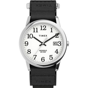 Timex Easy Reade 남성용 가죽 손목시계 Coe Reade 블랙/실버 톤/화이트