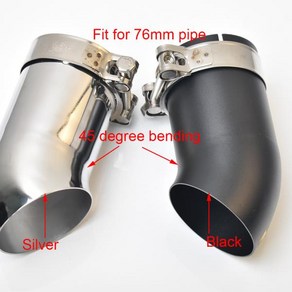 자동차 매트 블랙 배기 머플러 엔드 팁 실버 45 도 76mm 3 1 개, 1개