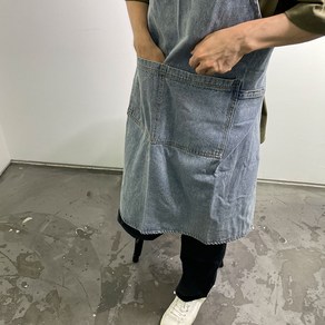 데님앞치마 카페 바리스타 청앞치마 매장앞치마, 연청, 1개