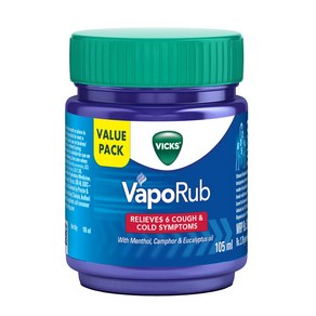 Vicks Vapoub 감기 기침 코 막힘 두통 몸살 근육 경직 및 호흡 곤란 완화, 8개, 105g