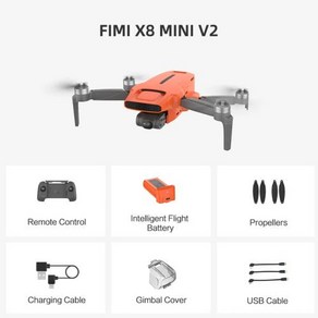 촬영용 FIMI X8 미니 V2 화이트 드론 전문가용 9km 범위 3 축 짐벌 카메라 250g 클래스 초경량 디자인 스마트 추적 4k, V2 Po oange, 1개