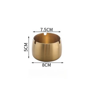 JINGHENG 스테인레스 스틸 재떨이 두꺼운 방풍 안티 낙하 재떨이, 낮은 몸 금 도금 스몰 사이즈, 1개