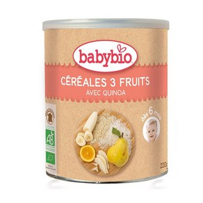 BABYBIO Ceeals 베이비바이오 시리얼 3가지 프룻 퀴노아 6개월후 200g 6팩, 6개