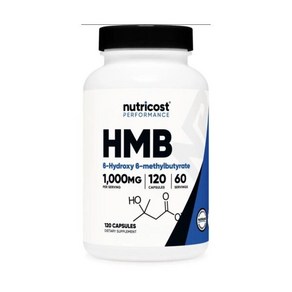 뉴트리코스트 nutricost Nutricost HMB베타하이드록시 베타메틸부티르산 1000mg 120캡슐 60회분 188991