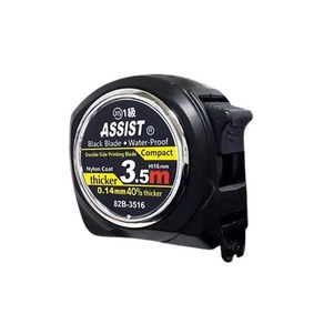 ASSIST 3.5M 82B-3516 방수 블랙 JIS 1급 양면 줄자, 1개